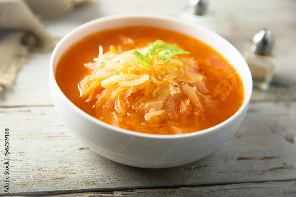 Traditional homemade cabbage soup