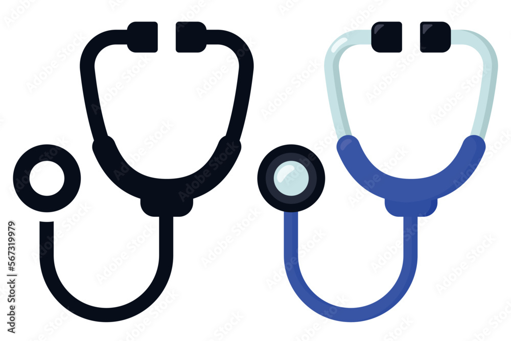 Doctors Stethoscope Tool In Flat And Glyph Style Doctors Stethoscope Tool In Flat And Glyph Style