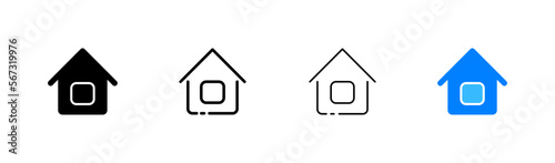 Smart home line icon. Home management online. Monitor with house. Automation technology concept. Vector icon in line, black and colorful style on white background