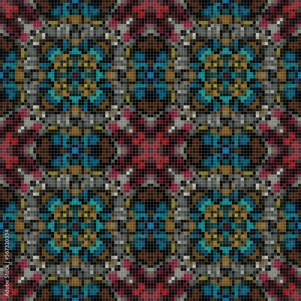 Fototapeta premium Mediterranean mosaic seamless pattern design, Repeat textile design. 