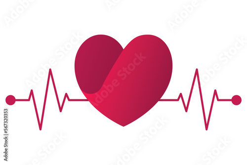 Ecg Heartbeat Connected Line With Heart