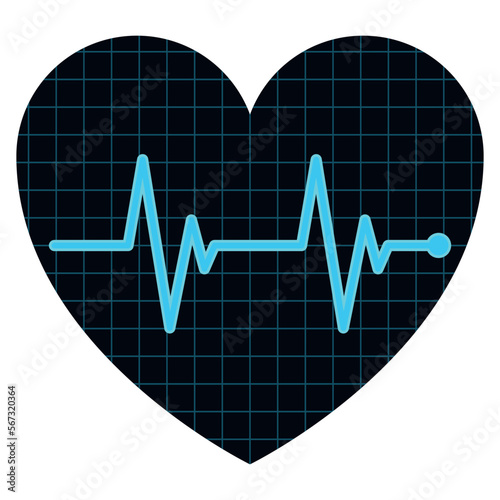 Heart With Grid And Ecg Heartbeat