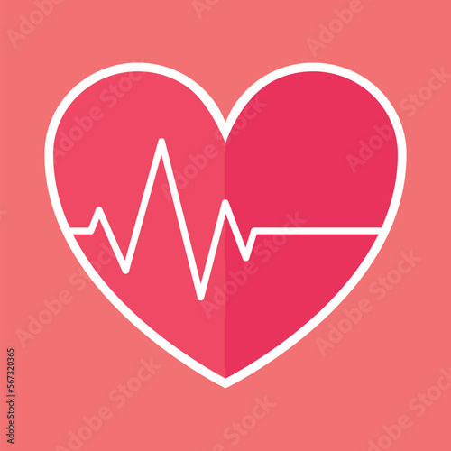 Heart With Ecg Line Heartbeat Sticker