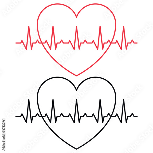 Two Ecg Heartbeat Line Hearts
