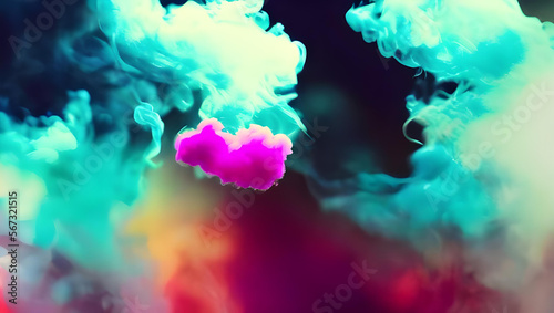 煙　インクドロップ　カラフル　黒い背景