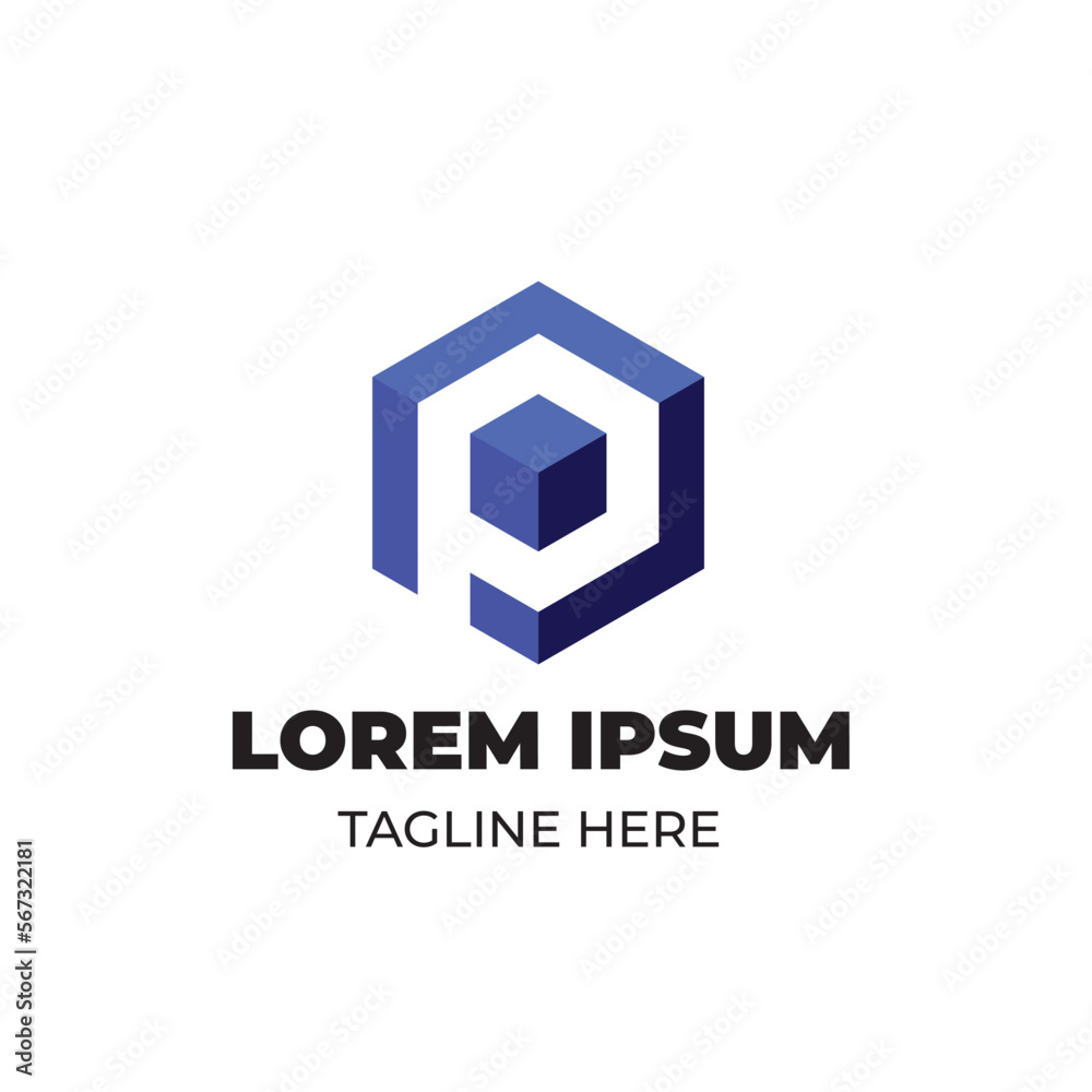 simple logo template for business and company in the form of Letter P cube simple logo template for business and company in the form of Letter P cube
