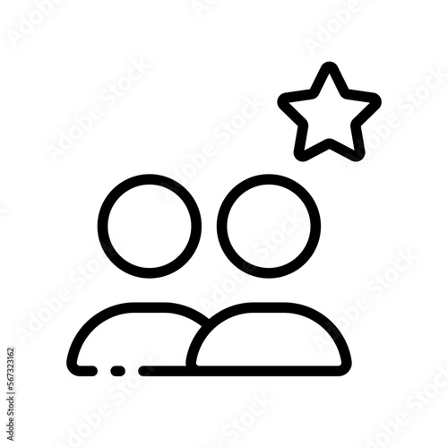 Man with star line icon. Button favourite, save, add to favorites, cart, like, purchase, order, product. Online concept. Vector line icon on white background