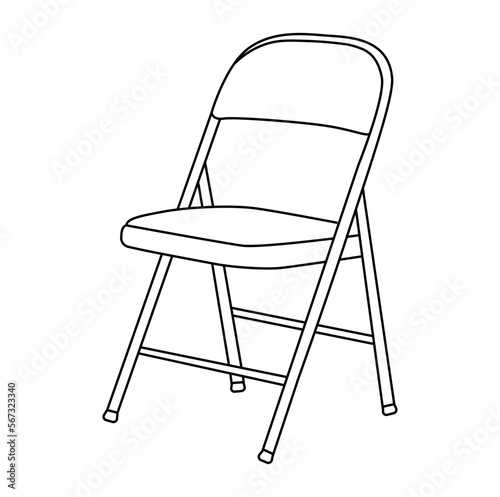 Folding Chair, Portable Chair editable vector illustration on white background. chair Line art, clip art, Hand-drawn design elements. photo