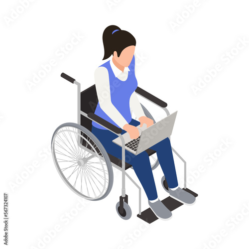 woman in wheelchair working on laptop clip art preview