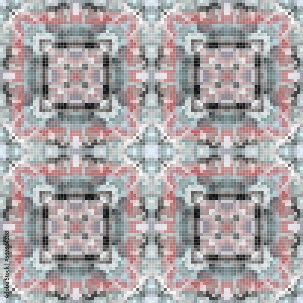 Fototapeta premium Pixel mosaic seamless pattern design, Repeat textile design.