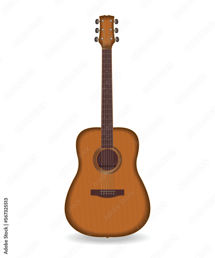 Realistic Acoustic Guitar Illustration, Musical Instrument Vector