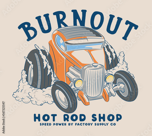 hot rod custom american race car illustration for t shirt print