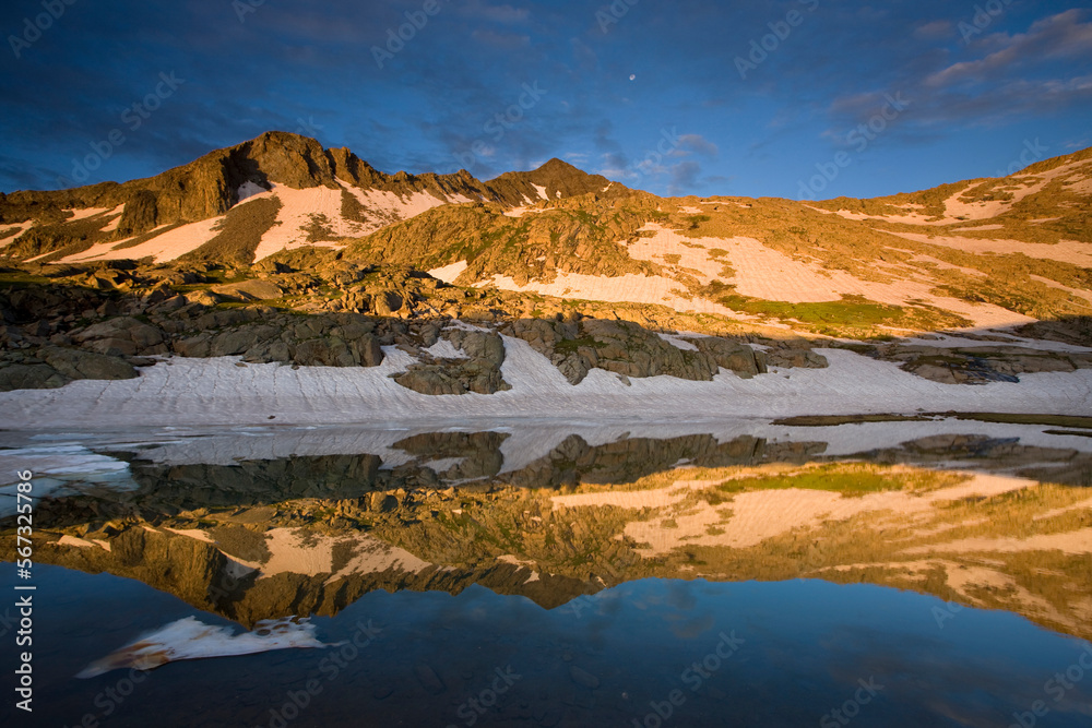 Mountains and their reflection on a lake near Telluride, Colorado. Mountains and their reflection on a lake near Telluride, Colorado.