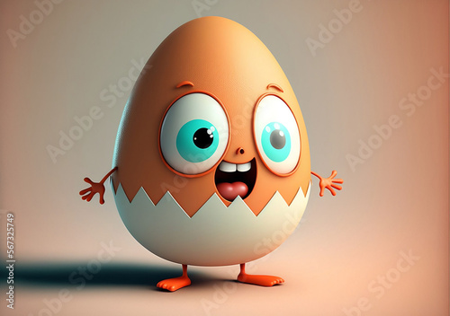 3D Cartoon Egg Funny Character, Comic and Lovely, Macro, Generative AI Digital Illustration © Dragon AI