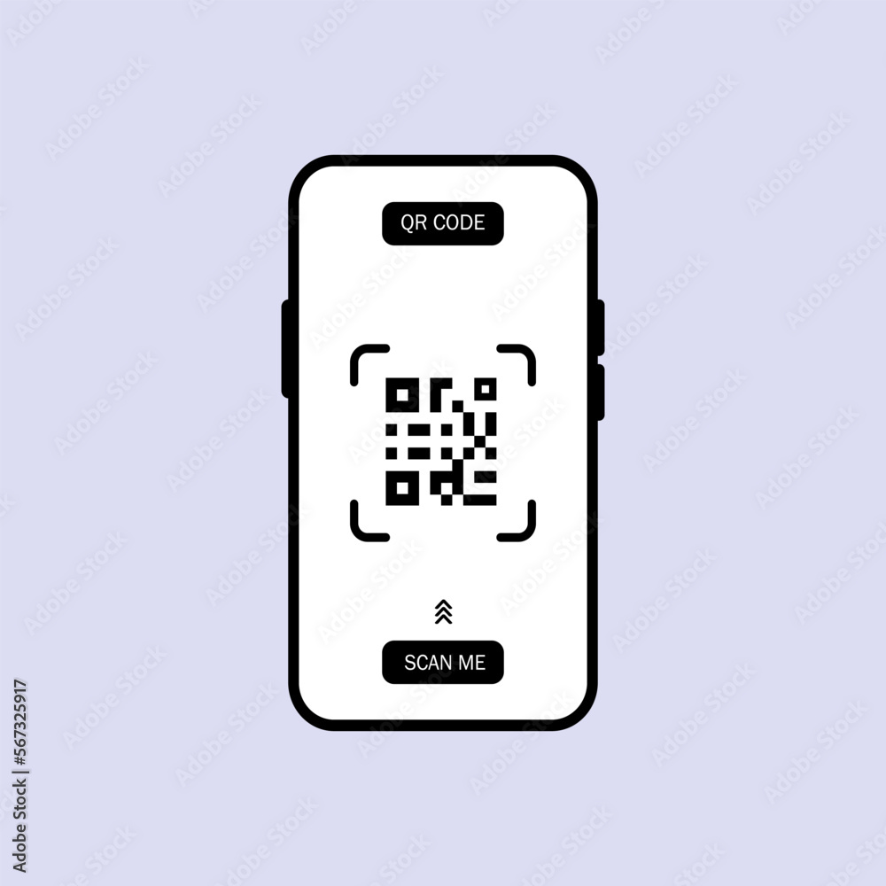 Qr code in the phone set icon. Quar codes with inscription scan me with ...