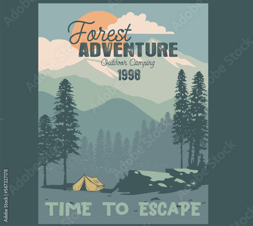 vector camping illustration and outdoor print for t shirts 