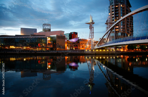 The millenium Bridge and Lowry at Salford Quays, Manchester, England, UK. photo