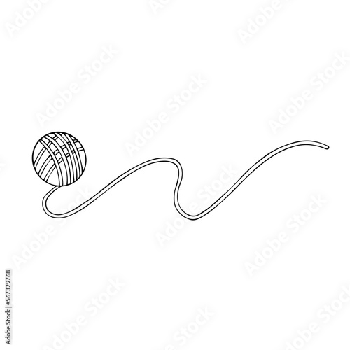 Linear sketch, scribble of a skein of thread for knitting.Vector graphics.