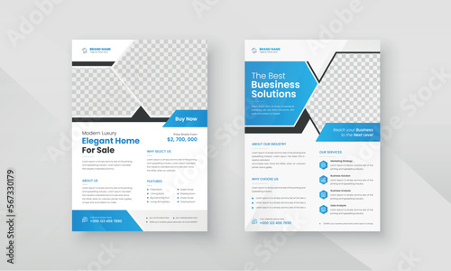 Corporate Business And Real Estate Property Sale Blue Flyer Design Template For Multipurpose Use