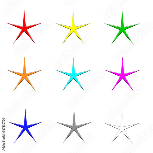 Beautiful illustration of colorful stars with transparent background