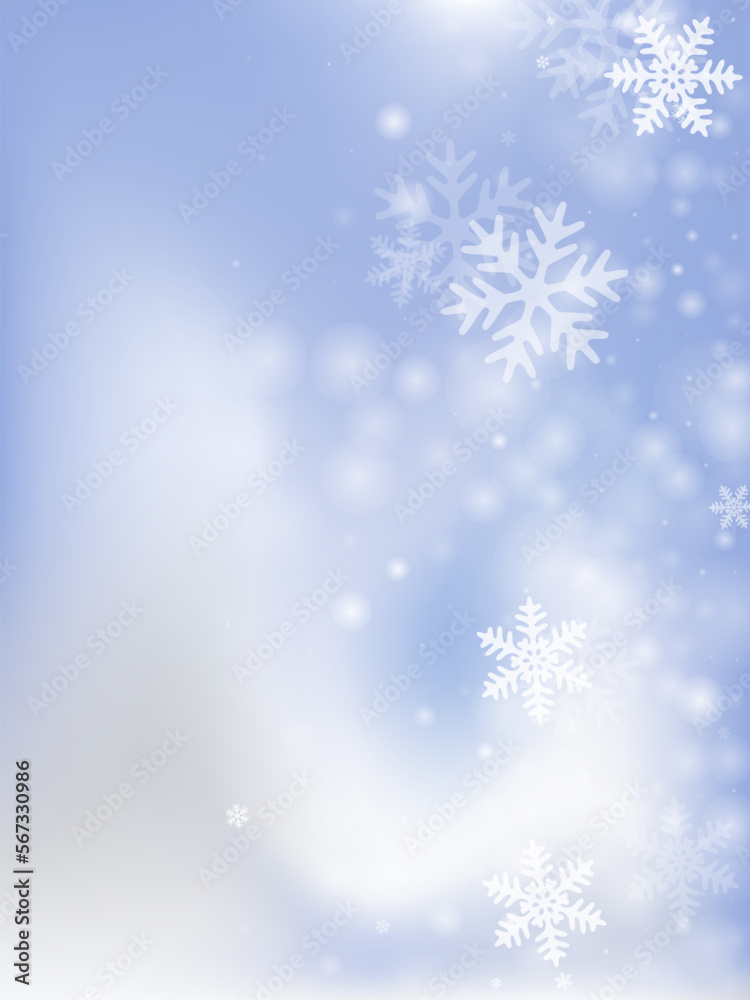 Simple flying snowflakes composition. Snowstorm speck ice shapes. Snowfall sky white blue backdrop. Filigree snowflakes december vector. Snow hurricane landscape.