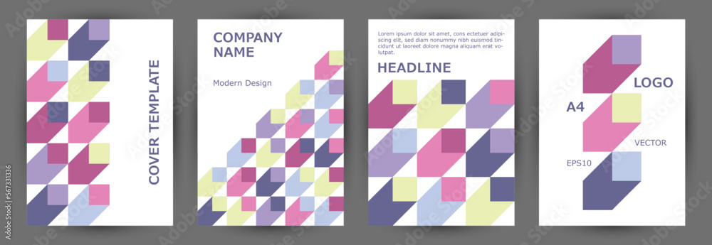 Business brochure cover layout collection vector design. Modernism style isometric flyer mockup Business brochure cover layout collection vector design. Modernism style isometric flyer mockup