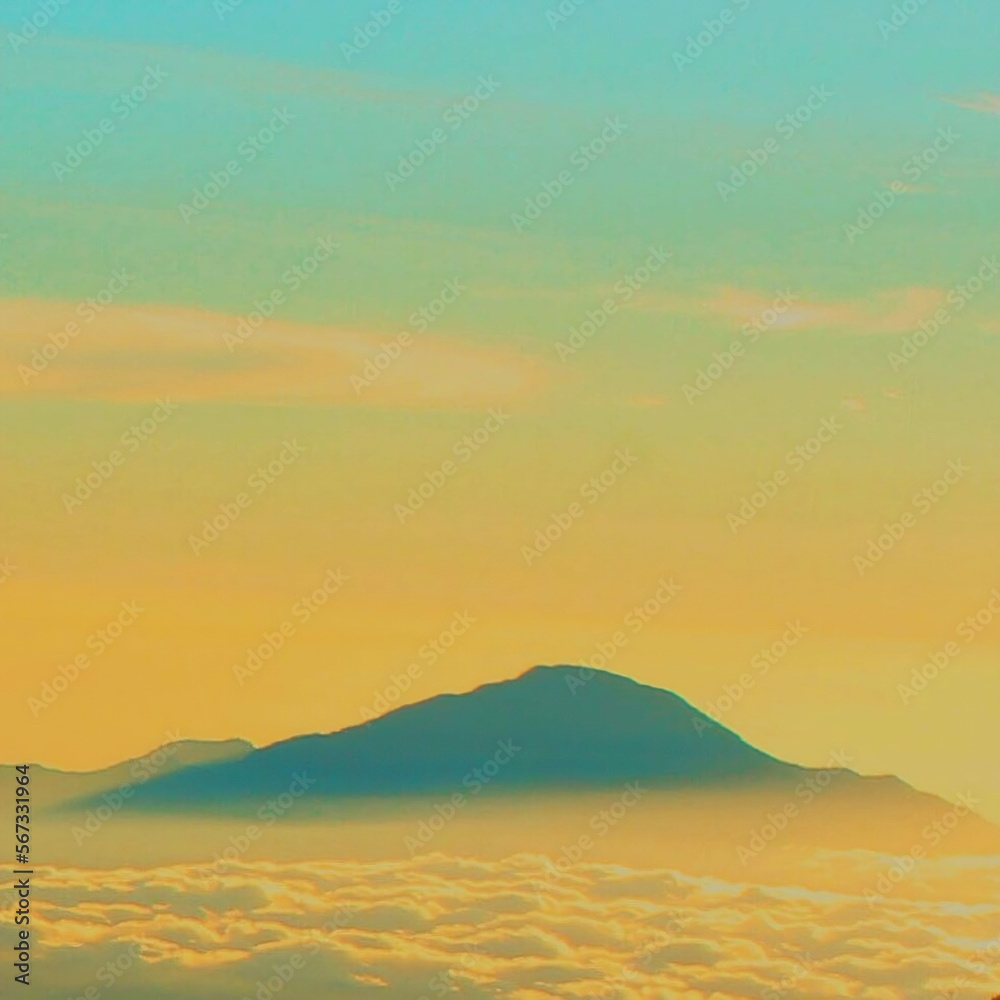 Sunrise over the mountains. Mount Semeru, Indonesia. Sunrise over the mountains. Mount Semeru, Indonesia.