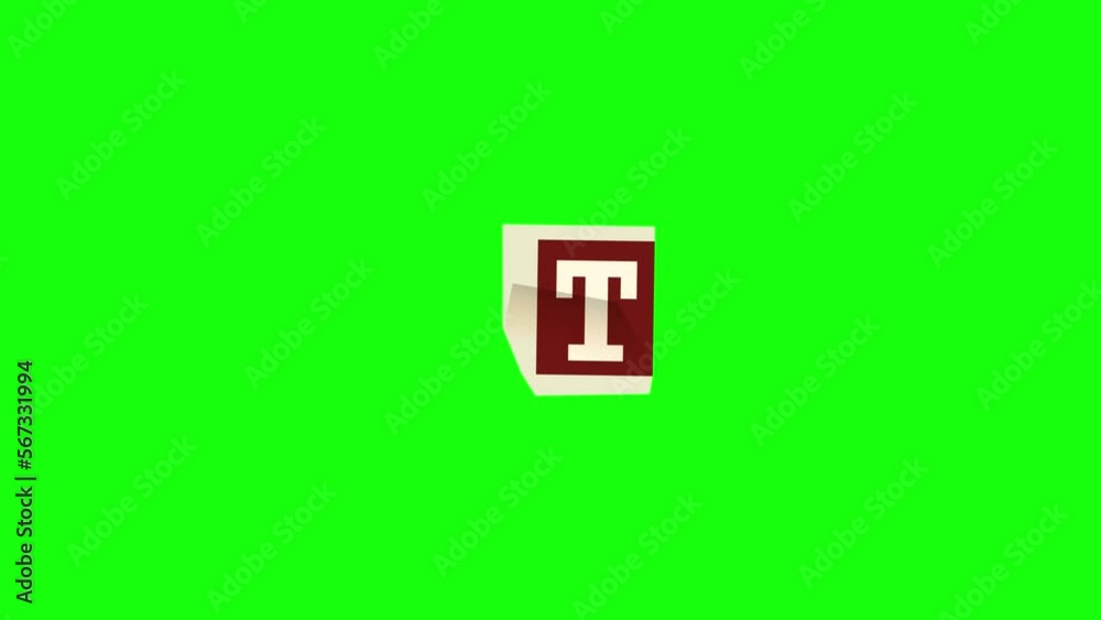 Alphabet T - Ransom note animation paper cut style on green screen Alphabet T - Ransom note animation paper cut style on green screen