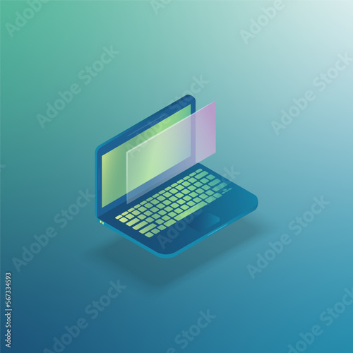 Laptop isolate colorful