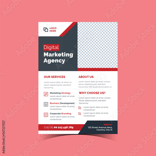 Digital marketing agency flyer design template. Advertising, creative, business, corporate, and professional flyers.