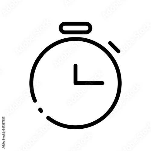 Stopwatch line icon. Clock, appeal, timer, deadline, speed, available, communication, help, call center, around the clock. business concept. Vector black line icon on a white background