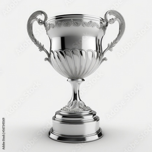Shiny achievement winner trophy isolated on a white background, generative ai