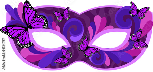 Mardi gras masks with butterfly icon collection design, Party carnival decoration celebration and festival theme Vector illustration