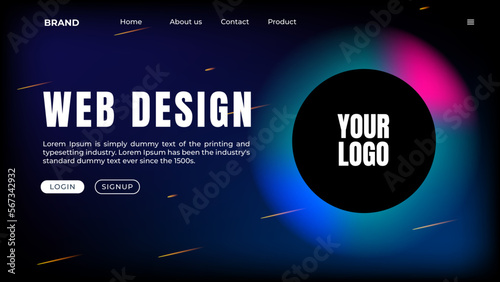 landing page design with 3d elements for business web