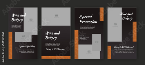 Bakery and wine social media design template stories