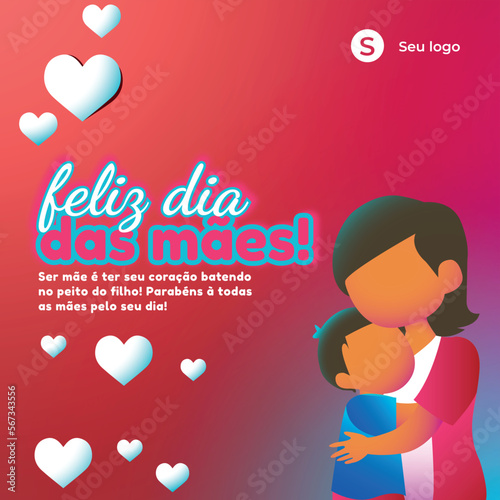 Ilustração de mãe e filho para dia das mães