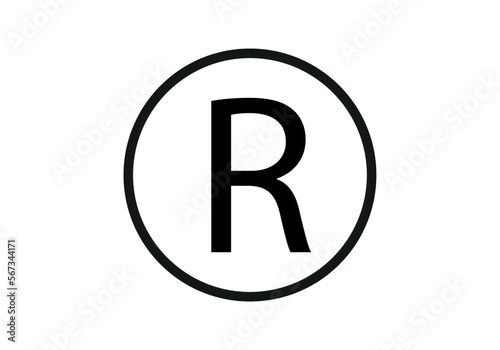 Registered trademark logo icon. Copyright mark symbol icon