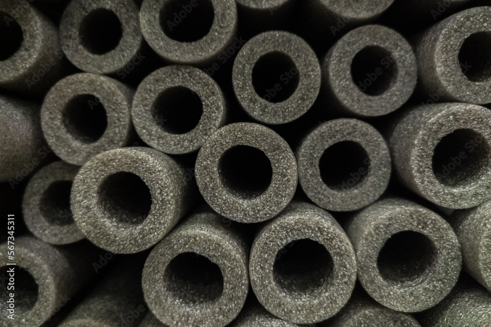 Black thermal insulation for pipes. Black thermal insulation for pipes.