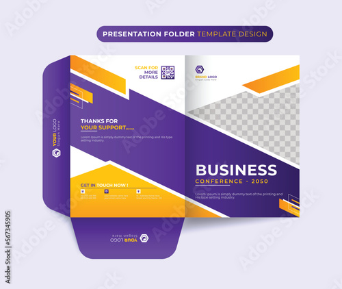 Modern geometric presentation folder template design, Folder design, cover for catalog, brochures