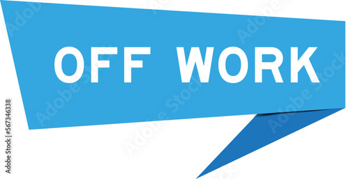 Blue color speech banner with word on white background