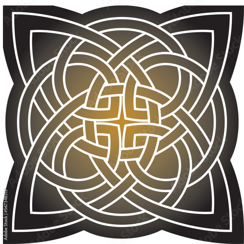 Vector gold and black Celtic knot. Ornament of ancient European peoples. The sign and symbol of the Irish, Scots, Britons, Franks.