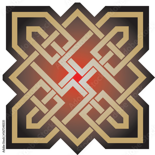 Vector gold and red celtic knot. Ornament of ancient European peoples. The sign and symbol of the Irish, Scots, Britons, Franks..