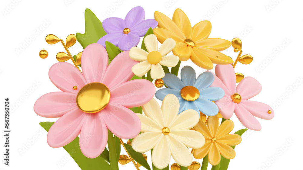 3d bouquet of spring flowers