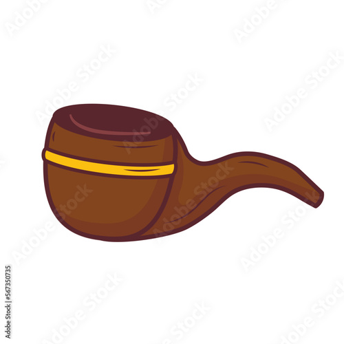 Cartoon doodle smoking pipe for tobacco pirates, leprechauns