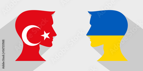 face to face concept. turkey vs ukraine. vector illustration