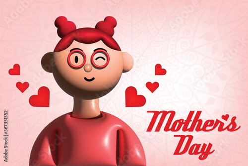 Happy mother's day with 3d woman design 