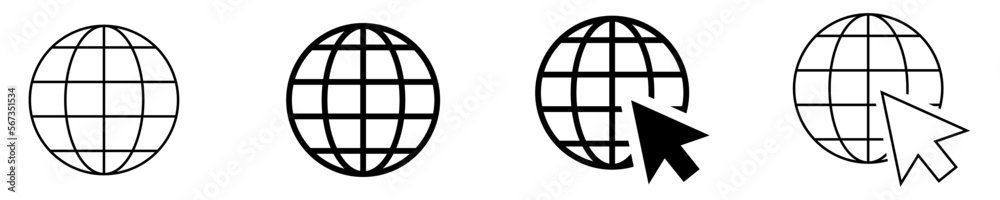 Globe symbol icons set. World web icon www earth globe icons. Website icon set. Vector EPS 10 Globe symbol icons set. World web icon www earth globe icons. Website icon set. Vector EPS 10