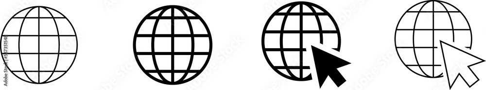 Globe symbol icons set. World web icon www earth globe icons. Website ...