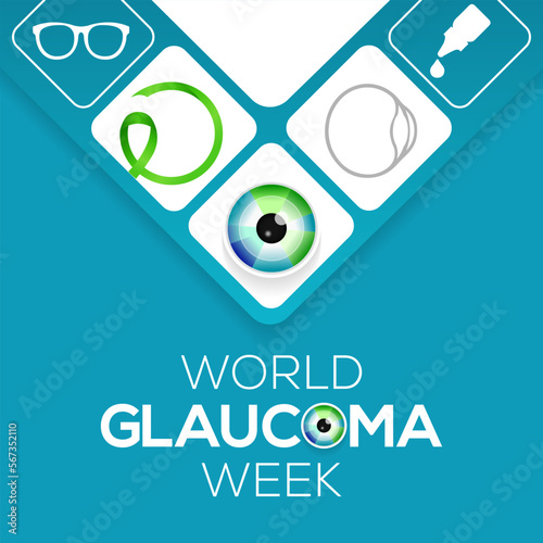 World Glaucoma Week is observed every year in March, it is a group of eye conditions that damage the optic nerve, the health of which is vital for good vision. Vector illustration