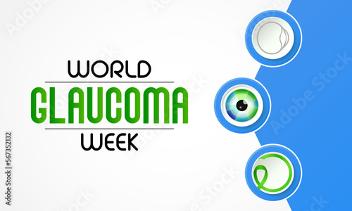 World Glaucoma Week is observed every year in March, it is a group of eye conditions that damage the optic nerve, the health of which is vital for good vision. Vector illustration